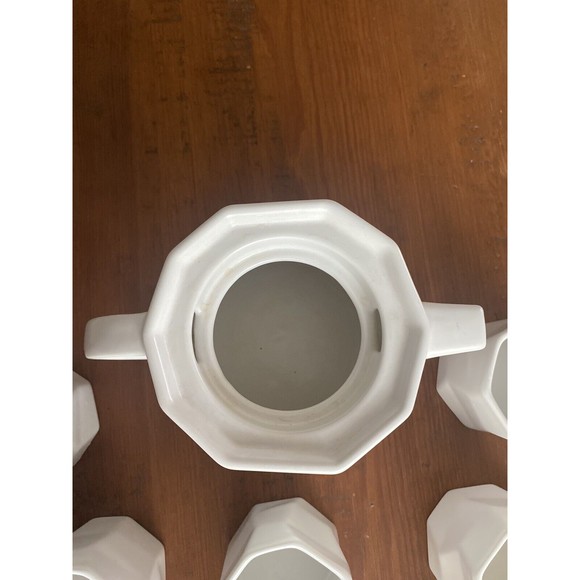 Teavana 32oz White Potter's Mark Ceramic Teapot Set w/ 8 Tea Cups / Infuser - Picture 6 of 12